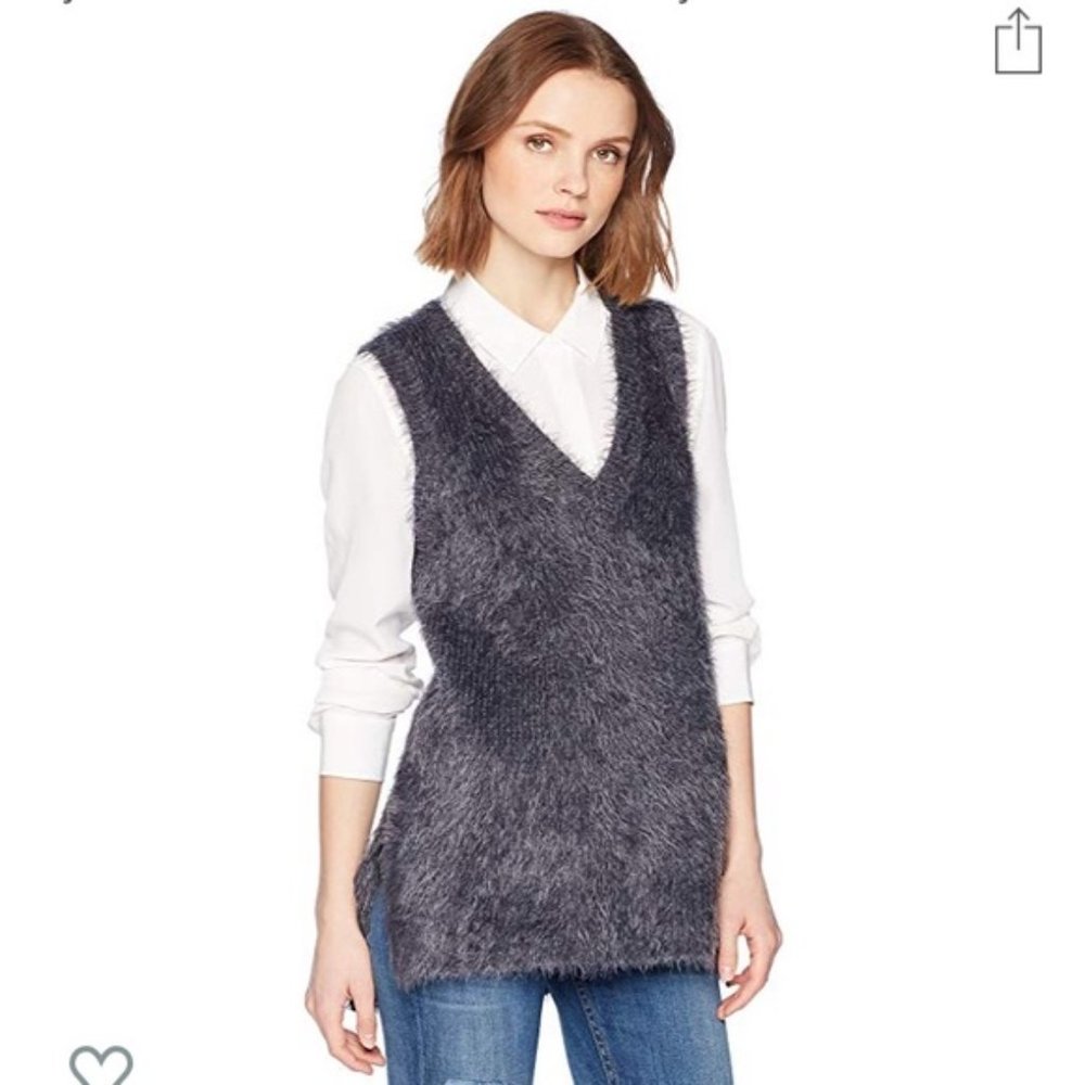 Jack by BB Dakota Fuzzy V Neck Sweater Vest - Picture 1 of 9